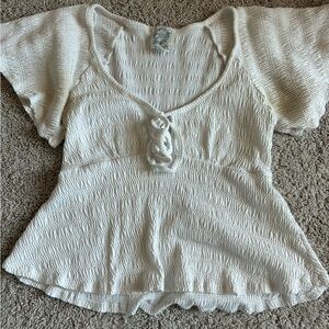 Francesca's White Babydoll Top